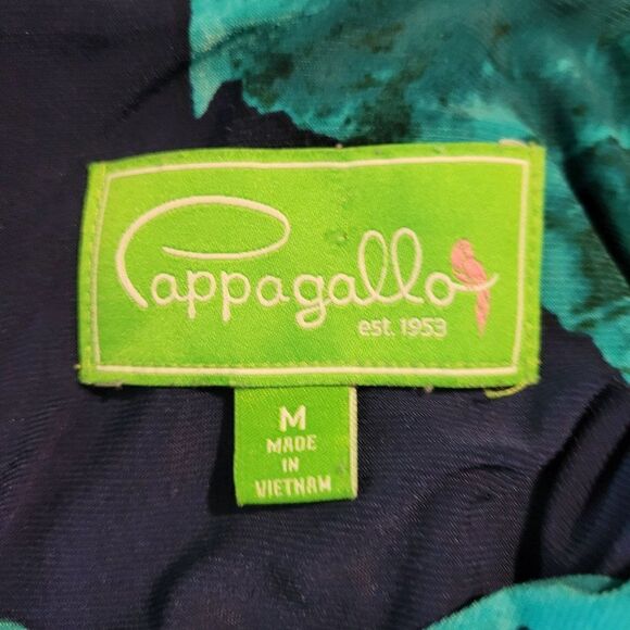 Womens Pappagallo Dress Sleeveless Scoop Neck Tea Length Aline Floral Blue M - Picture 3 of 6